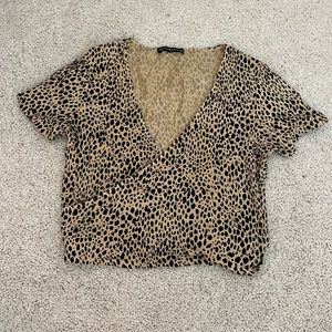 Brandy Melville Leopard Print Wrap shirt
